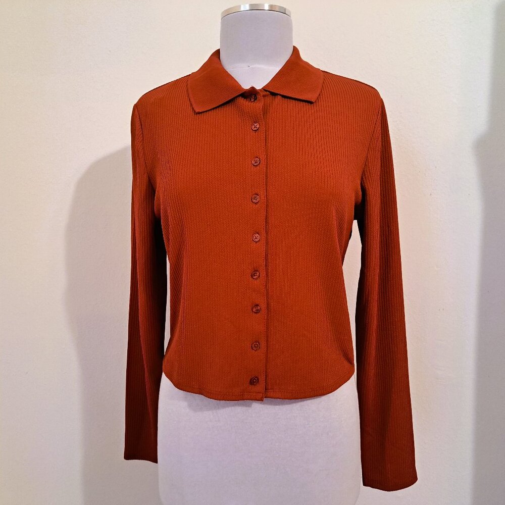 Derek Heart Juniors Top Terracotta Color Long Sleeve Size XL NWOT